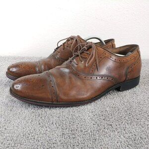 Johnston & Murphy Tyndall Mens 13 Shoes Brown Leather Cap Toe Brogue Oxford